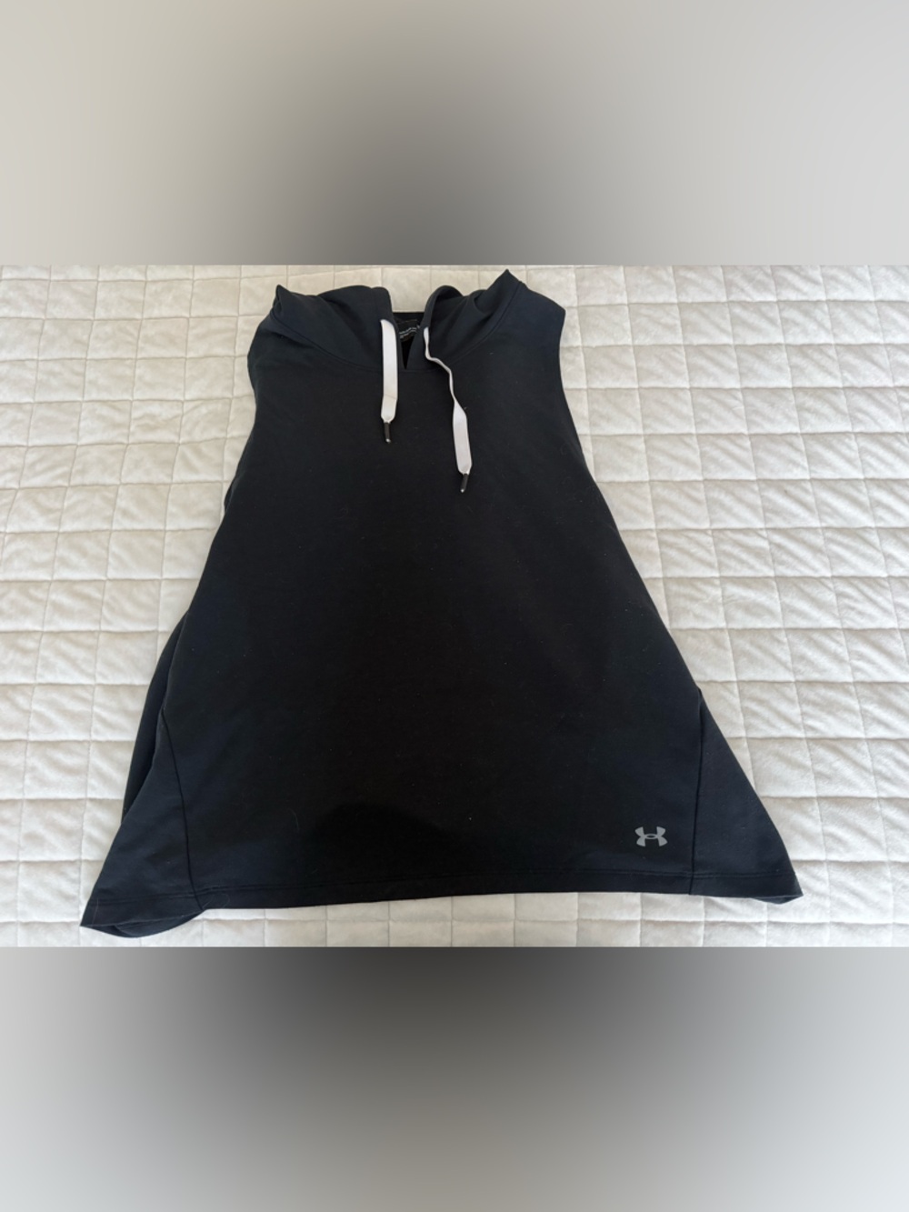 Under Armour Black Hooded Sleeveless Top with White Logo